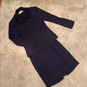 Vintage Navy Two Piece Fringe Blazer and Skirt